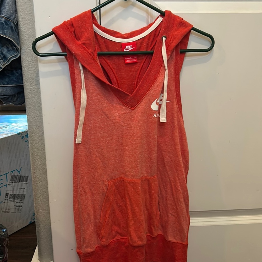Salmon colored open back Nike top